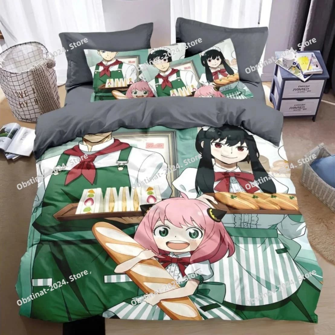 Set biancheria da letto anime giapponese con stampa 3D calda, set copripiumino per famiglia Spy X, federe per regalo per ragazze e ragazzi
