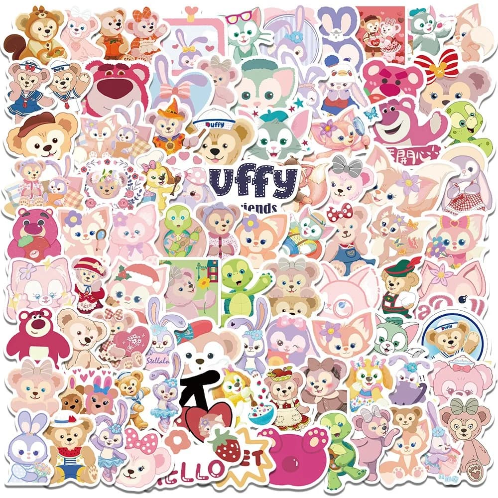100 pezzi Disney Duffy Bear Star Dew adesivi decorazione fai da te telefono notebook valigia laptop frigorifero graffiti adesivo cartone animato