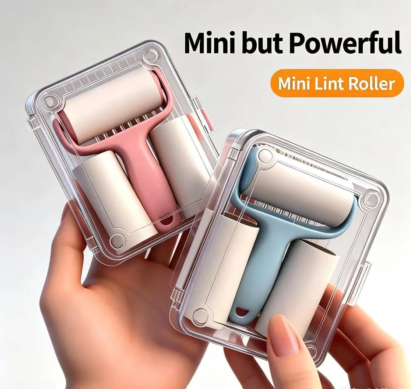 Portable Mini Lint Roller With Storage Case, Travel Sticky Pet Hair Remover Roller For Clothes, Carry-On Dust Fluff Adhesive Rol