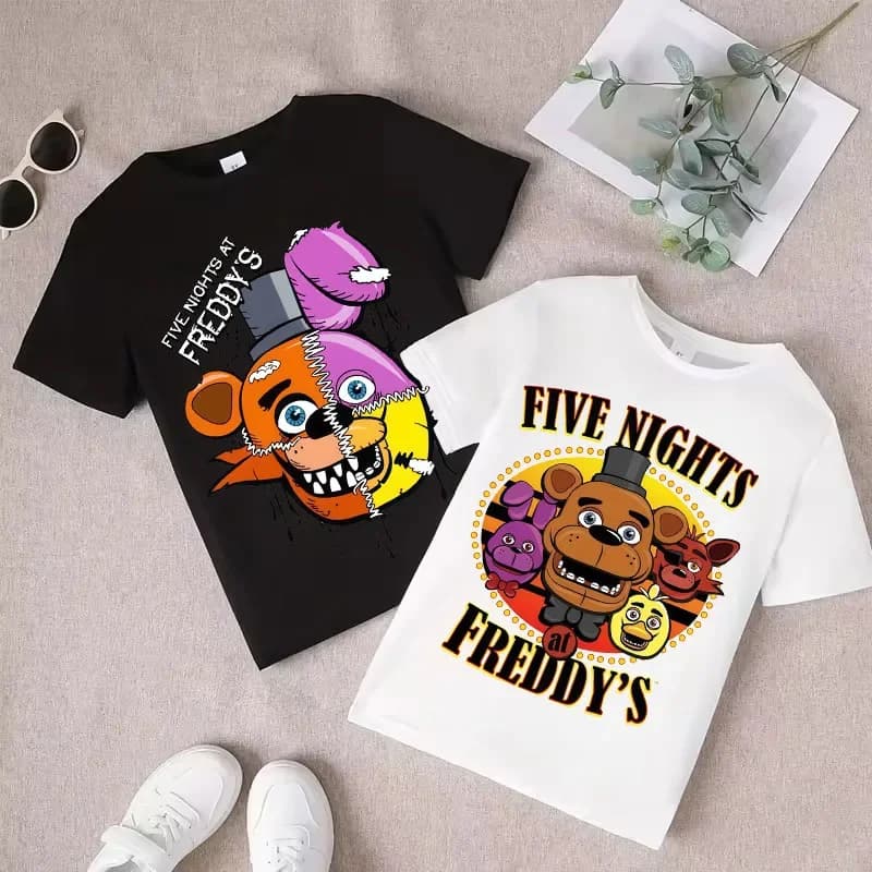T-shirt traspiranti FNAF per bambini Five Nights At Freddy, maglietta a maniche corte per ragazzi e ragazze, t-shirt estiva alla moda, abbigliamento per bambini