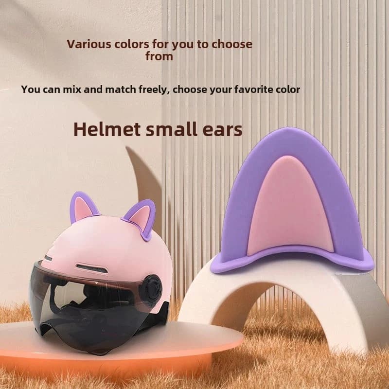 2 Pieces Decorative Wall stickers Shaped Cat Earrings for Electric Motorcycle Helmets, Multicolor Universal Accessory, External Horn Skins