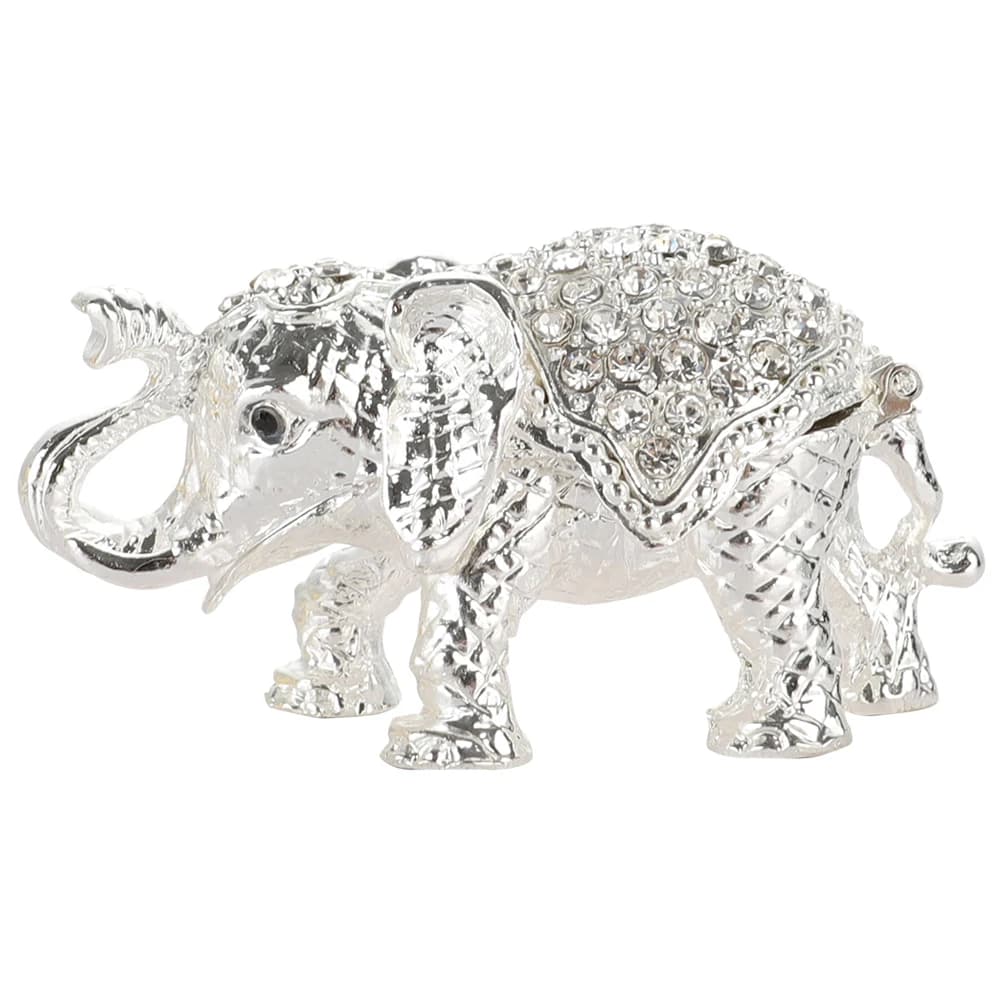 Scatola per gingilli con elefante in argento dipinto a mano Scatola per anelli in smalto colorato con gioielli decorativi con strass incernierati Regalo per la festa della mamma