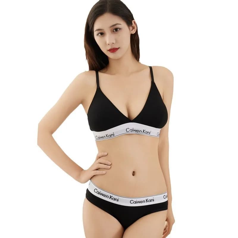 Set reggiseno e slip da donna Set intimo sexy in cotone push up sottile stile giapponese senza ferretto per adolescenti