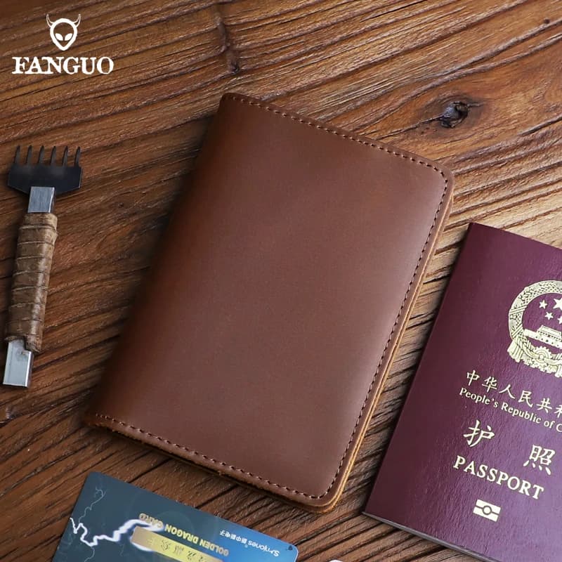 Cover per passaporto in tinta unita Cover in vera pelle per passaporto portafoglio da viaggio Cute Passport Holder Protector