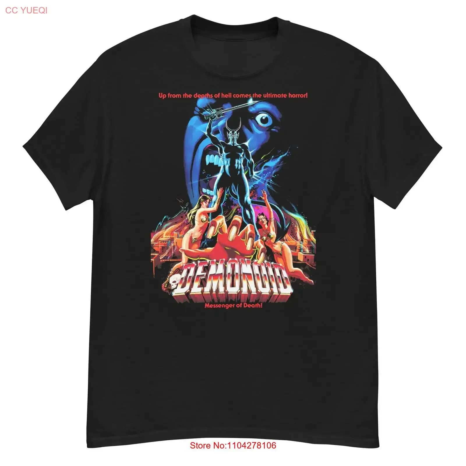 T-shirt vintage con grafica Demonoid Cult Horror Film Fan Art, lavata ed elasticizzata, unisex, abbigliamento grafico di design, versatile, moda casual