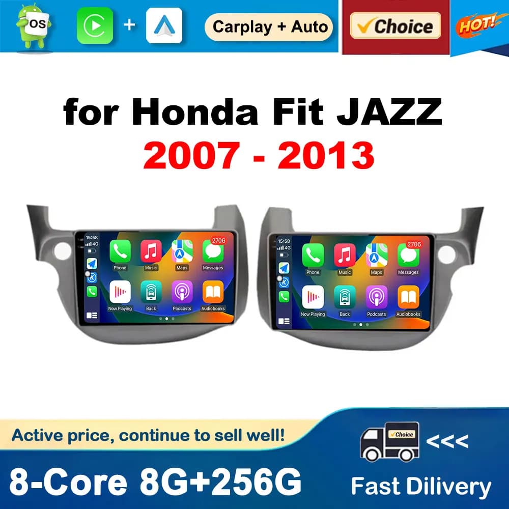 Lettore multimediale per autoradio da 10 pollici Navigazione GPS per Honda Fit JAZZ 2007 - 2013 Sistema operativo Android Accessori auto WiFi BT DSP Stereo