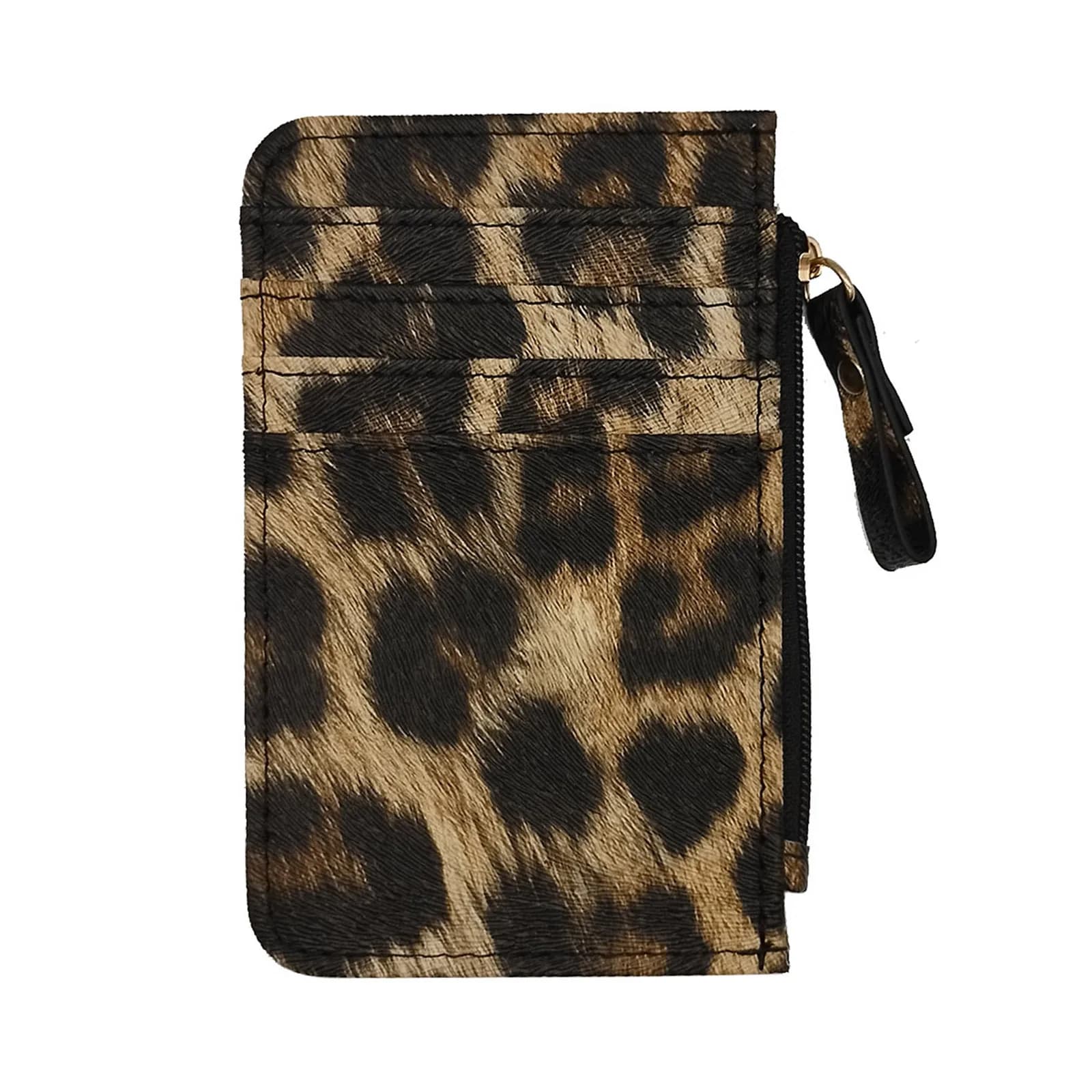 Nuovo portafoglio per carte sottile in pelle con motivo leopardato per donna e uomo Portamonete con cerniera piccola Porta carte di credito aziendale Regali graziosi