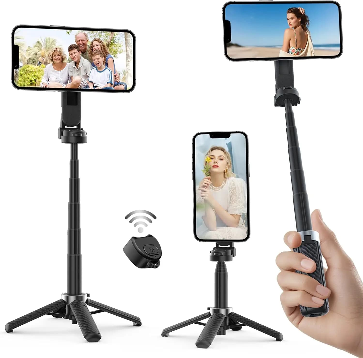 Opticnock Bastone Selfie Magnetico 4-in-1 per iPhone/Android - 360 ° Girevole, Estensibile con Telecomando Wireless | Pocket Si