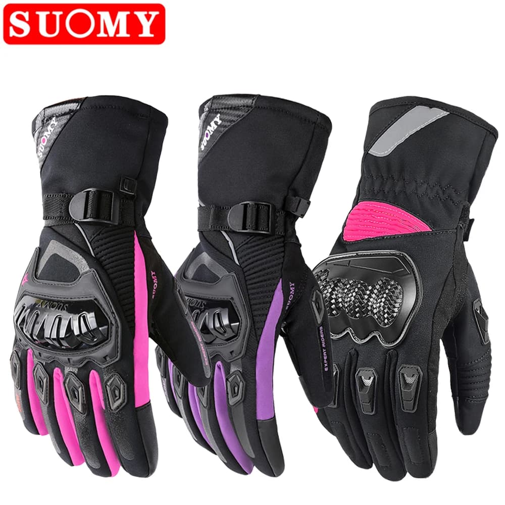 Suomy Guanti da moto caldi invernali antivento impermeabili Lady Pink Guanti da equitazione da moto Donna Guanti da motocross viola XS-XXL