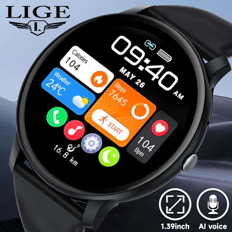 LIGE 2026 Smartwatch da Donna con Chiamata Bluetooth, Monitoraggio Frequenza Cardiaca e Ossigeno nel Sangue, Impermeabile, Sportivo, con Musica, Orologio Intelligente da Uomo