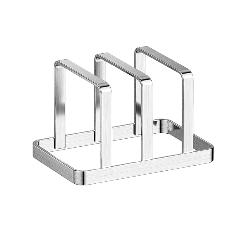 (.) Space-Saving Stainless Steel Pot Lid And Cutting Board Organizer Combo - Heavy-Duty Countertop Rack, Kitchen Organizer