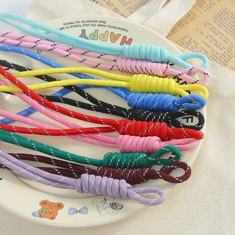 2PC INS DIY Bag Pendant Nylon Handmade Braided Rope Keychain Colorful Keyring For Women Bag Charm Handbag Hanging Dec Key Holder