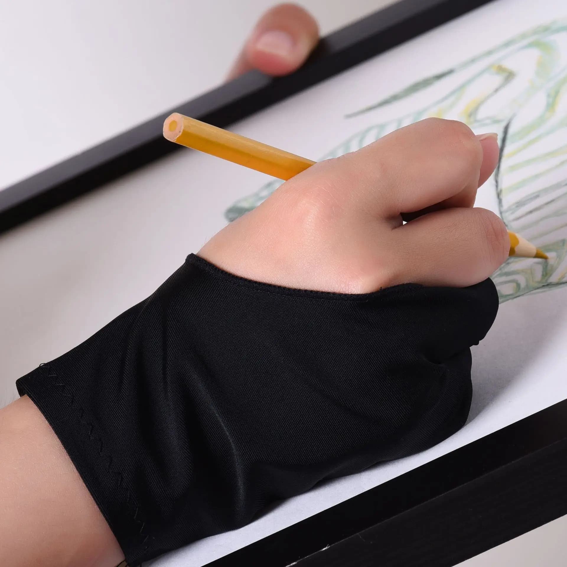 New S/M/L Two-Finger Drawing Gloves Anti-touch Anti-fouling for Tablet Digital Board Touch Screen Oil Painting Office Art Supply