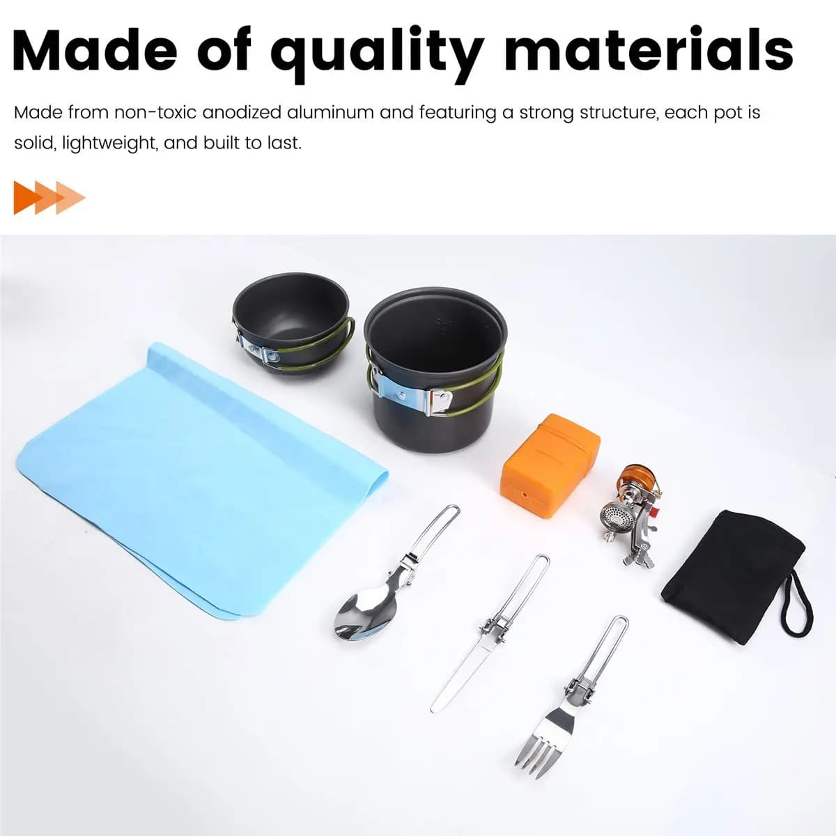didyou Camping Cookware Mess with Pot Stove and Carry Mesh Bag Great for Backpacking Outdoor Camping Hiking and Picnic Green