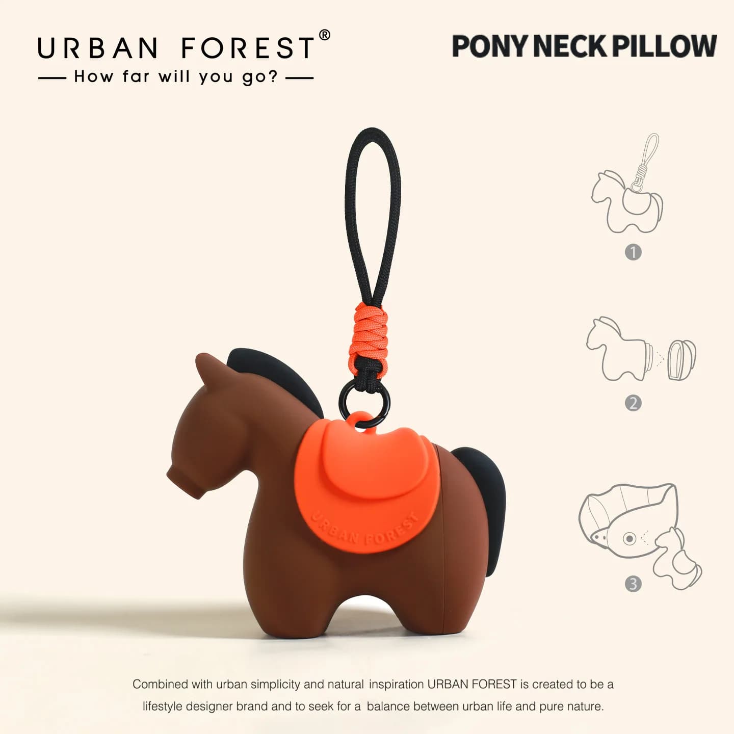Pony pendant neck pillow portable travel neck pillow press inflatable u-shaped pillow travel good tie