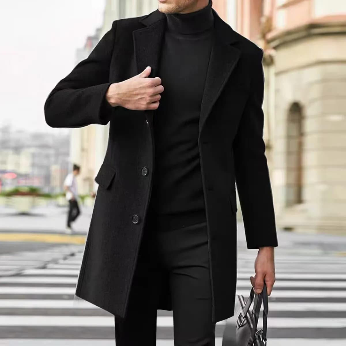 2025 Moda Uomo Lana e Miscele Mens Casual Business Trench Cappotto Uomo Per Il Tempo Libero Cappotto Maschile Stile Punk Miscele Polvere Giubbotti Cappotti