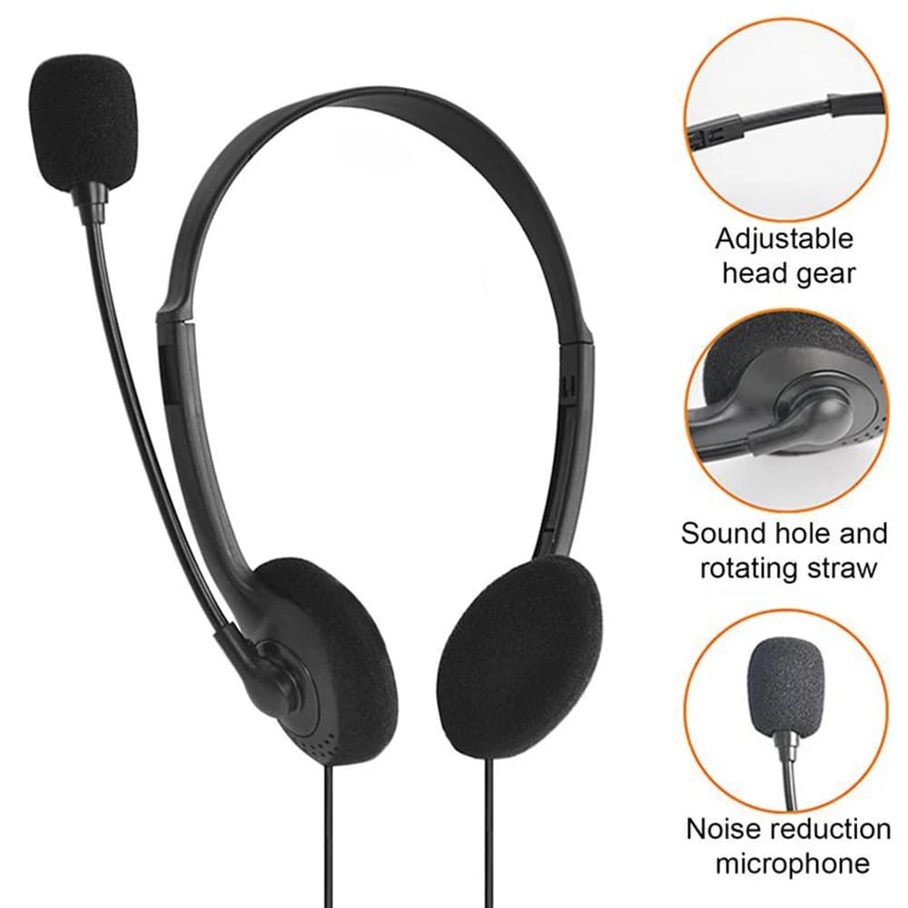 Universal USB Gaming Headphones with Microphone with Noise Cancellation, Over-Ear Adjustable Headphones Compatible with Computer