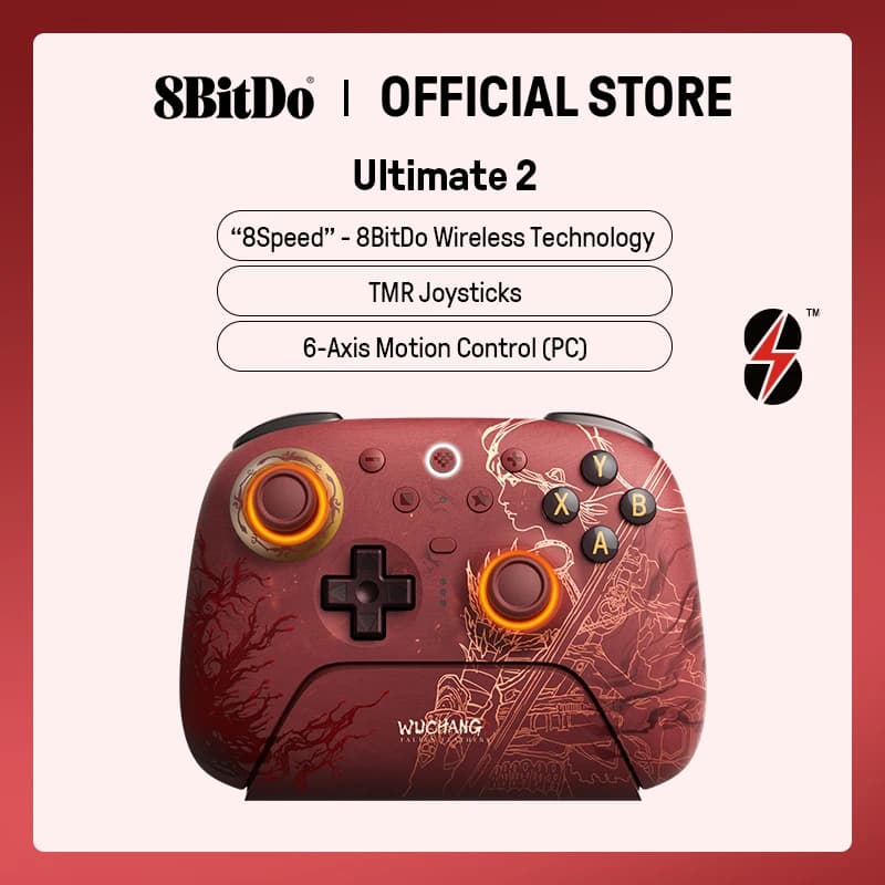 8BitDo Ultimate 2 wireless game controller for PC and Android with TMR joystick, motion control - WUCHANG: down feathers