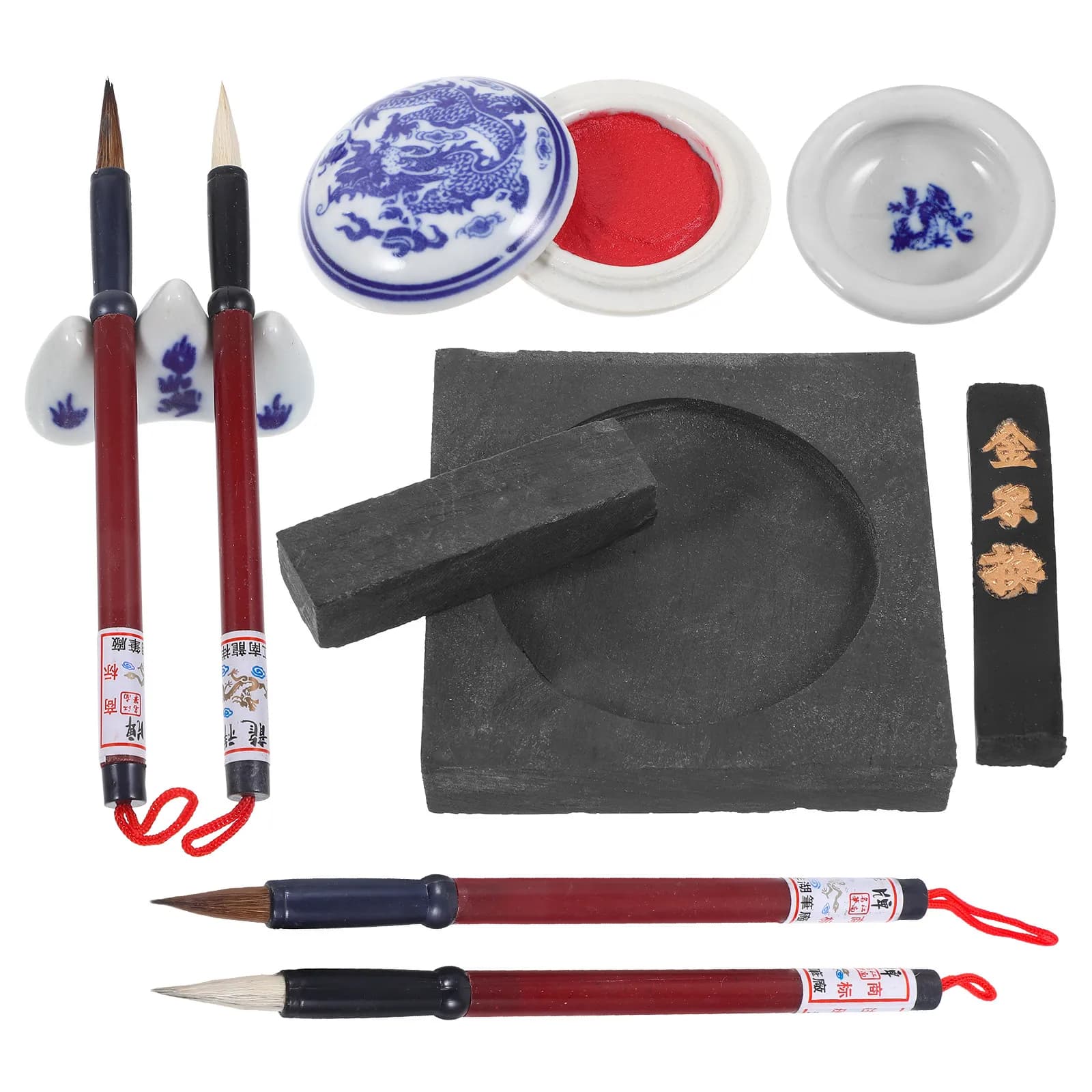 1Set Chinese Calligraphy Set Elegant Vintage Style Brushes Excellent Water Absorption Calligraphy Painting Art Home Office Study