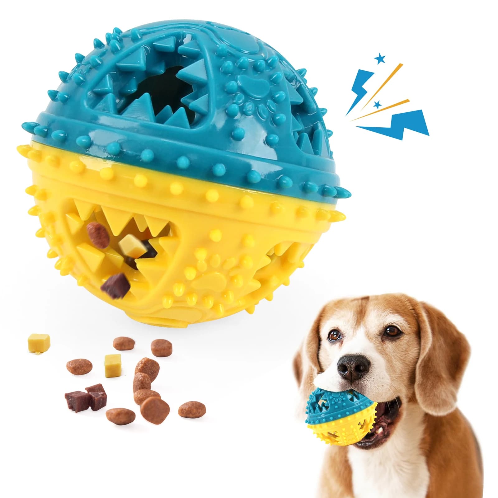 Giocattoli da masticare per cani Smerigliatura dei denti Palla sonora Giocattoli Perdite Palline alimentari Anti morso Addestramento interattivo Pulizia dei denti Giocattoli Prodotti per animali domestici