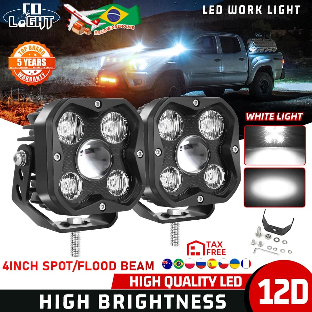 CO LIGHT LED Light Pods 4 pollici LED Light Bar 50000LM Spot Flood Combo Off Road Light LED Work Light Driving fendinebbia per Pickup