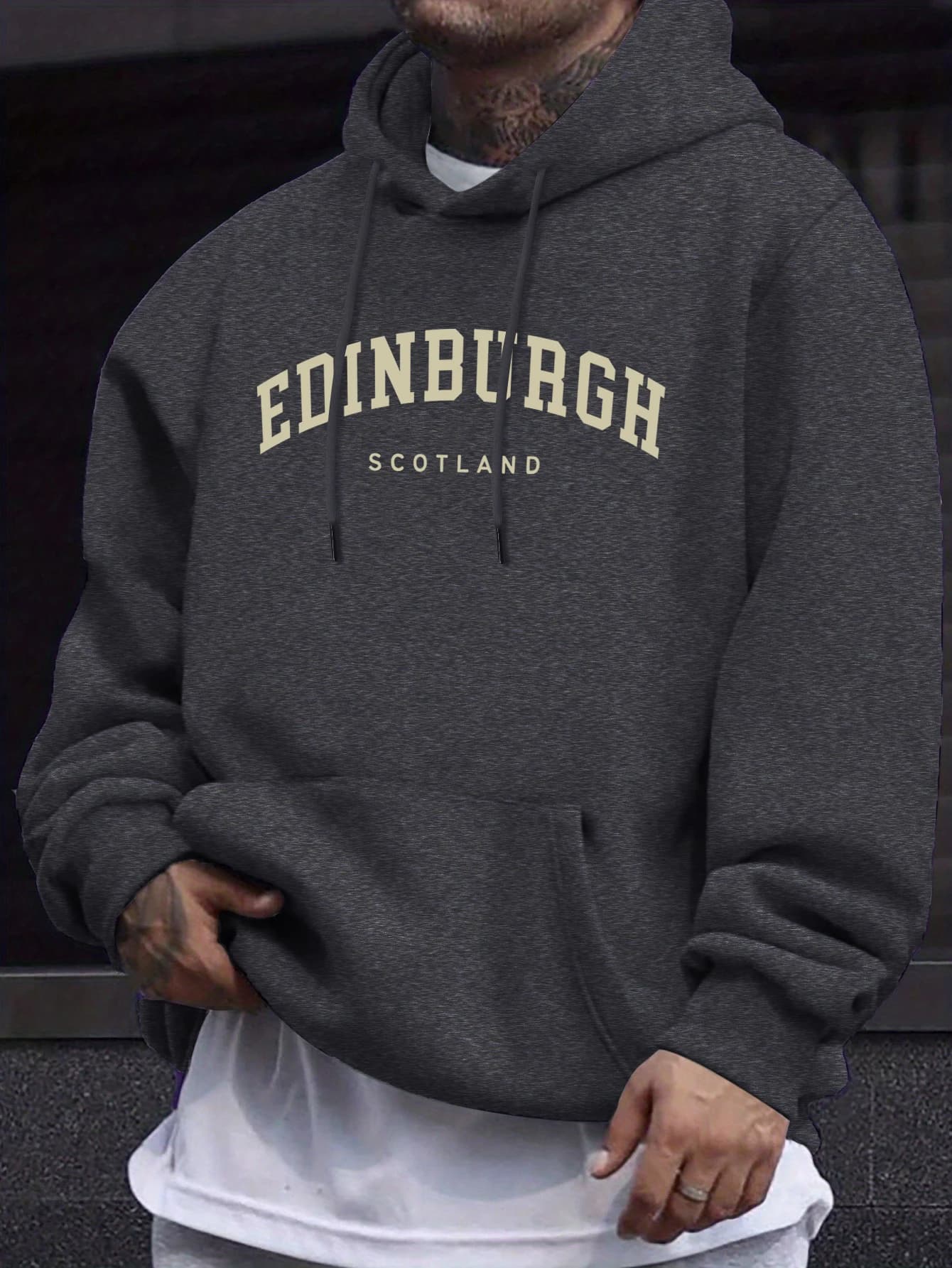 Edimburgo Scotlano Lettera Stampe in pile Comodo Top Uomo Felpe moda allentate Sport Felpa con cappuccio autunnale Semplice Casual Streetwear