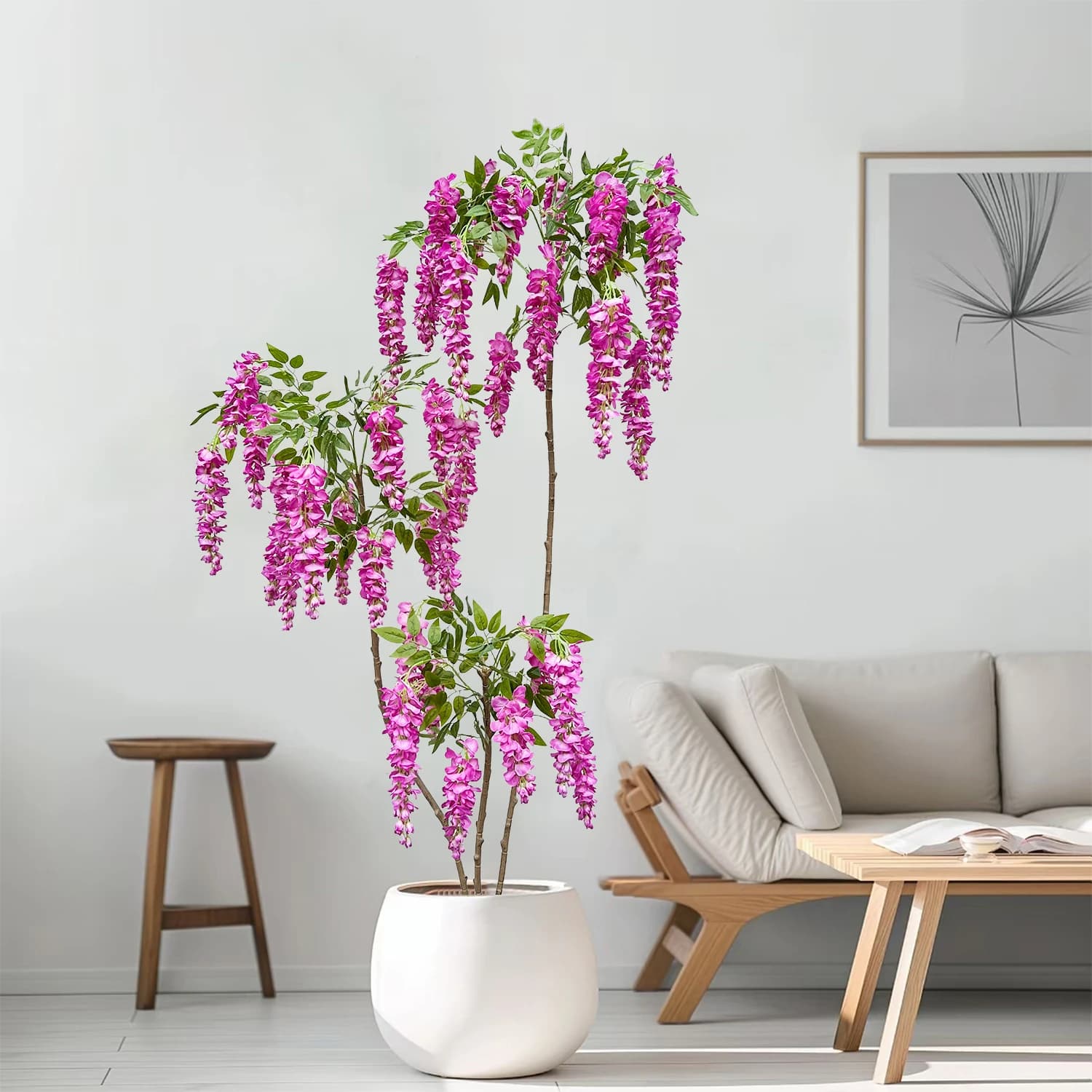 Artificial Wisteria Blossom Tree Silk Flowers Fake Plant for Home Spring Decoration