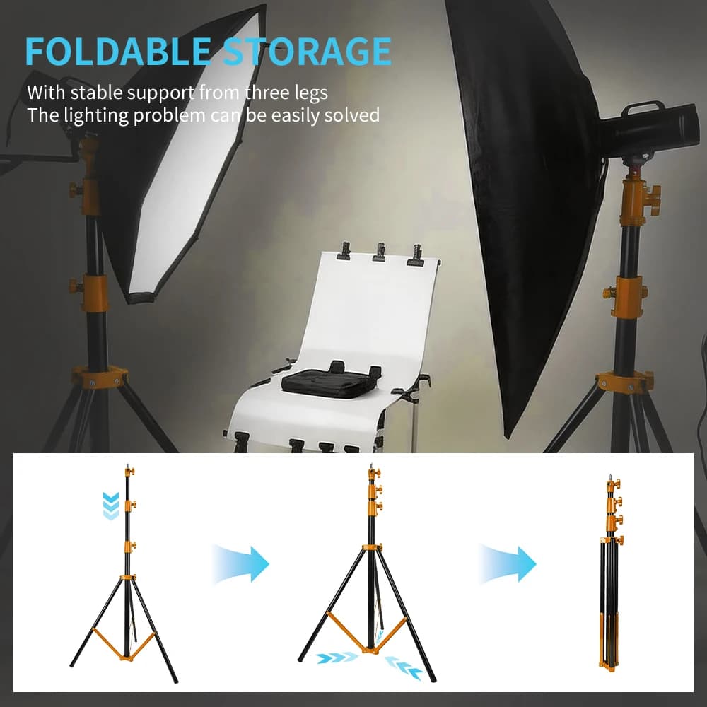Supporto per treppiede in lega di alluminio resistente da 2,8 m con vite universale da 1/4” a 3/8” per studio, softbox e flash fotografico