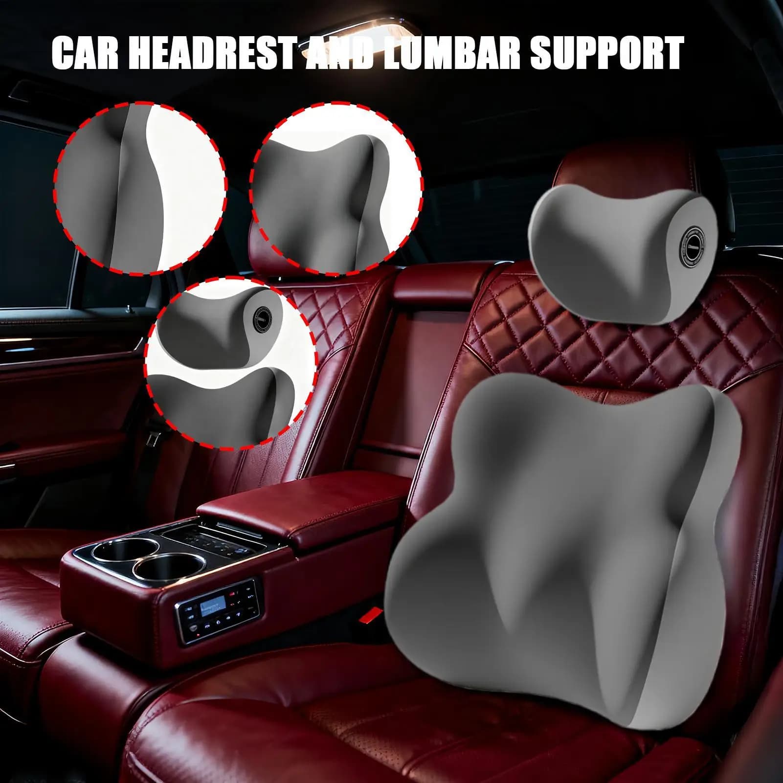 Cuscino lombare per auto Accessori ergonomici in memory foam traspirante Poggiatesta per seggiolino auto per viaggi di camion di veicoli Viaggi Pendolarismo