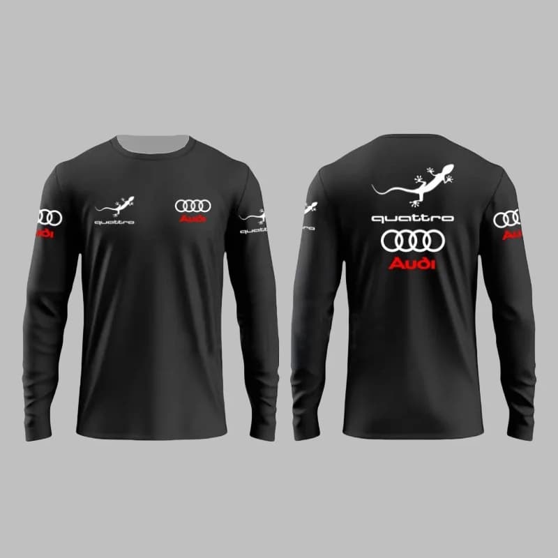 2025 Primavera e Autunno Moda Audi Racing Competition Stampato da uomo per adulti Manica lunga Tempo libero quotidiano Sport Fitness T-shirt per adolescenti