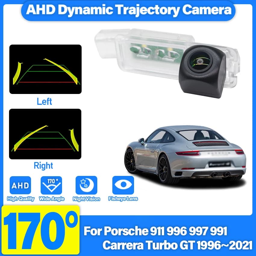 Telecamera retromarcia per Porsche 911 996 997 991 Carrera Turbo GT 1996 ~ 2021 Telecamera posteriore per parcheggio Visione notturna Luce targa