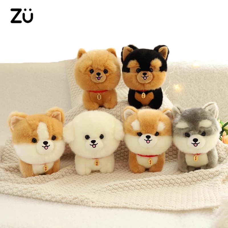 ZU Kawaii Teddy Animali domestici Realistico Cucciolo soffice Bambola morbida Carino Piccolo Chow Pomerania Corgi Yorkie Cane Giocattoli di peluche Regalo per la ragazza
