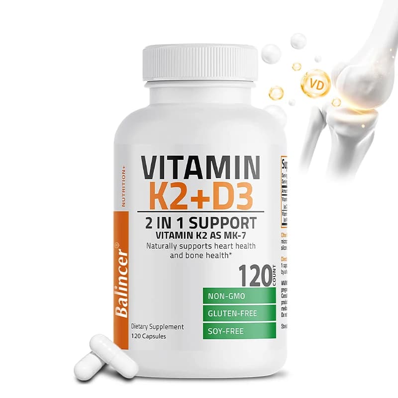 Capsule di Vitamina D3 K2 MK7 - Supporto al Calcio ad Alto Assorbimento, per Ossa, Denti, Pelle, Articolazioni, Cuore, Sistema Immunitario, Digestione e Mantenimento della Salute