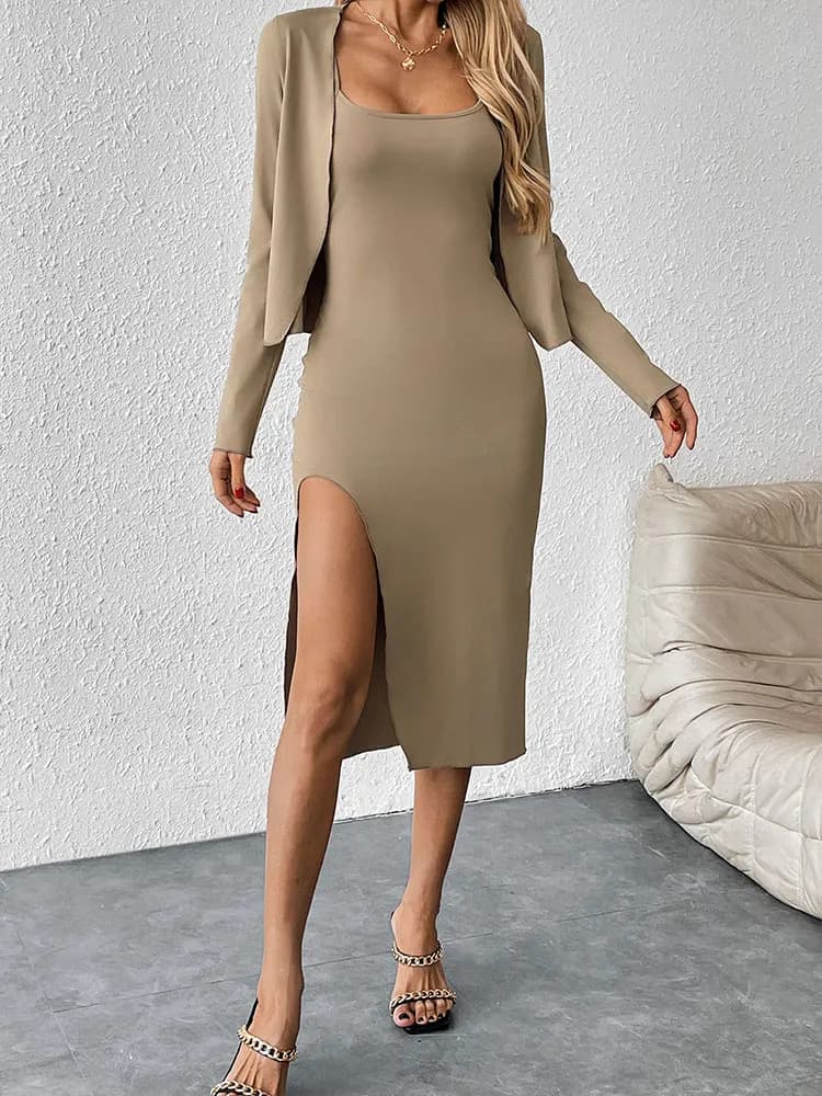 Nuovi Abiti T-shirt da Donna Primaverili, Moda Casual Slim, Completo Due Pezzi, Cardigan Sexy, Vestiti Eleganti Femminili