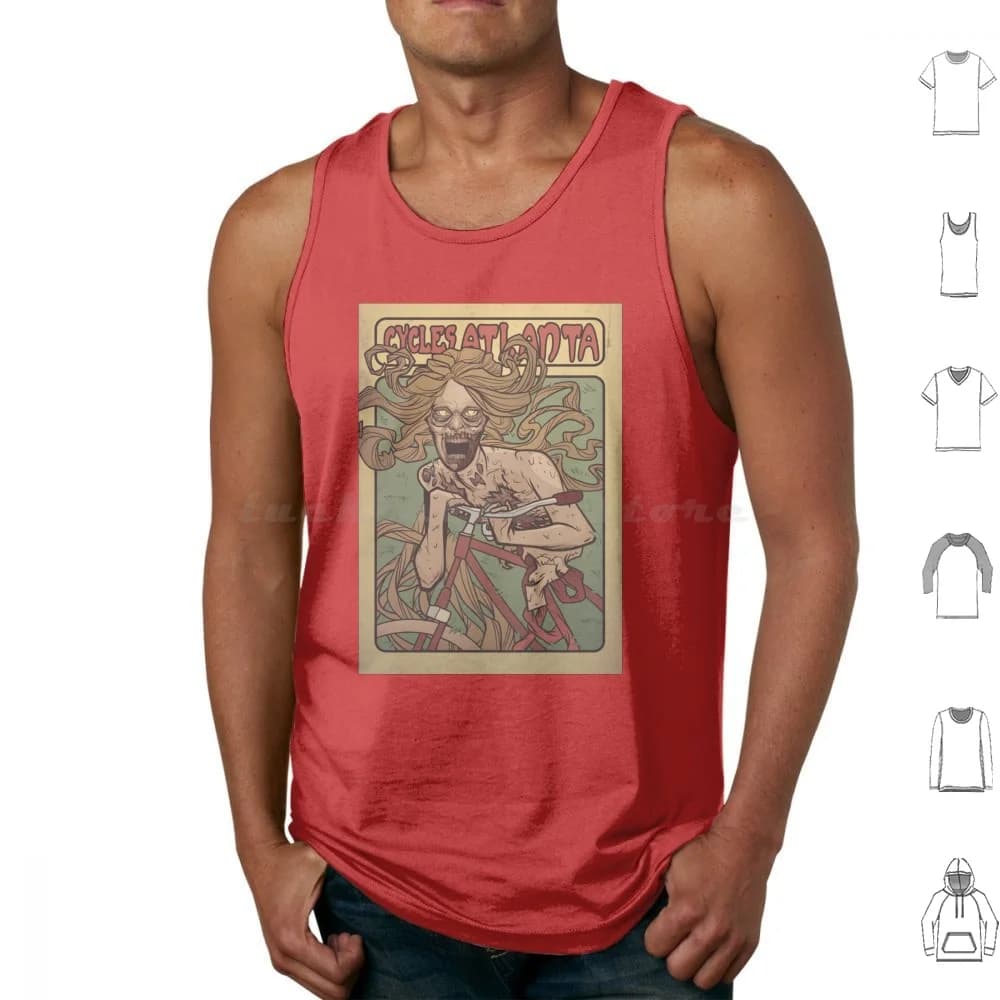 Canottiere da zombie per bicicletta Stampa in cotone Zombie Art Nouveau Mucha Walking Dead Horror Halloween Mostro Cultura pop