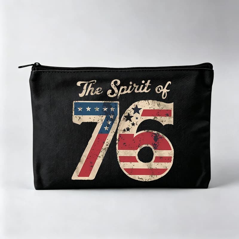 Vintage American Flag Number Print Makeup Bag, Retro Style Cosmetic Pouch for Daily Use
