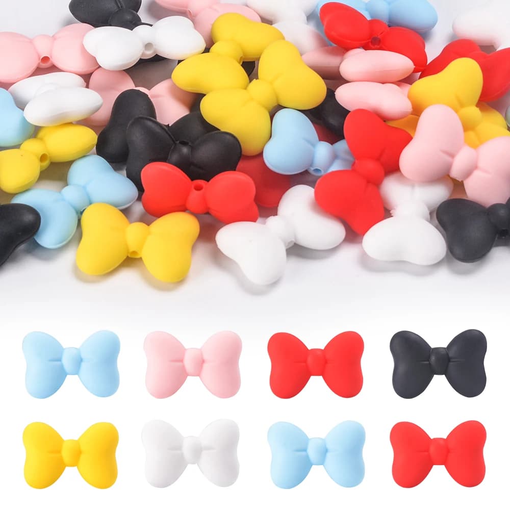 LOFCA 6PCS Perline Bowknot in Silicone per la Creazione di Gioielli per Fare Braccialetti Collana Fai da Te Accessori per Gioielli per la Dentizione del Bambino