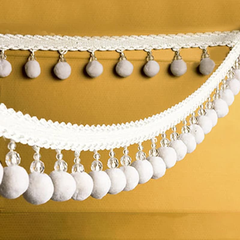 Pre-cut 1M European Style Pom Pom Lace Trim Tassel Fringe Pompom Trim Ball Curtain Tablecloth Upholstery Diy Decor Accessories