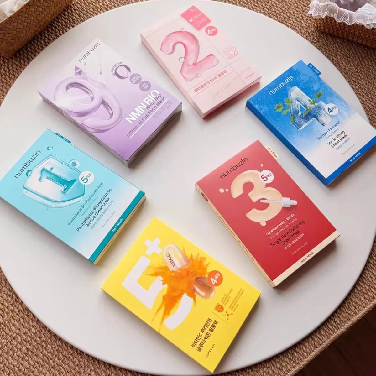 Numbuzin No.1-9 Full Range Facial Sheet Masks, Hydrating Soothing Pore Refining Brightening Lifting Korean Face Mask, Skin Care