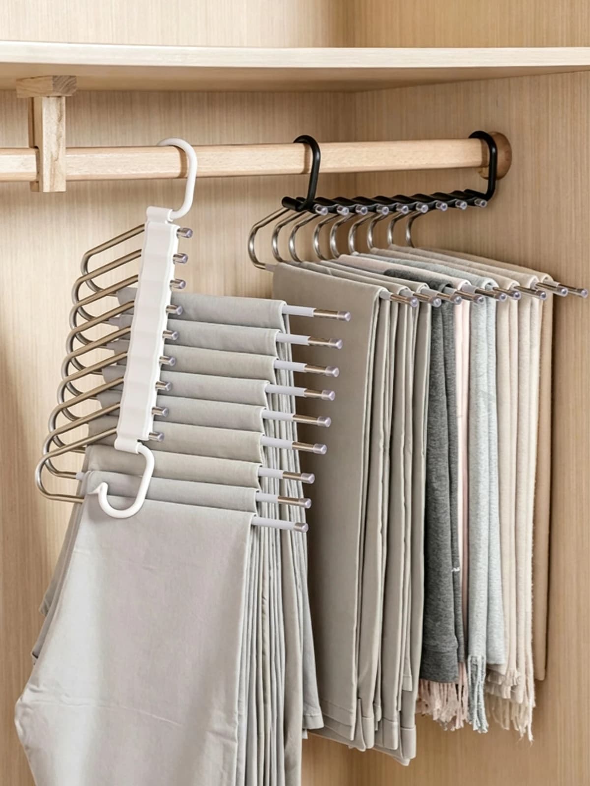 Basic Pants Rack, Multi-Functional Wardrobe Pants Rack for Home and Dormitory, Multi-Functional Folding Multi-Layer Pants Hanger