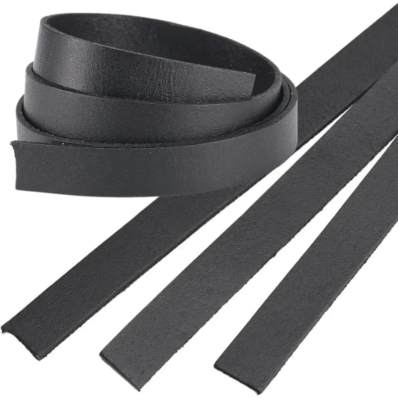 3 Rolls 15mm Width Cable Flat Leather Strip Genuine Leather Strip 2mm Thickness Black Leather Strap Vaca Leather Clasp Braiding Wire Corda