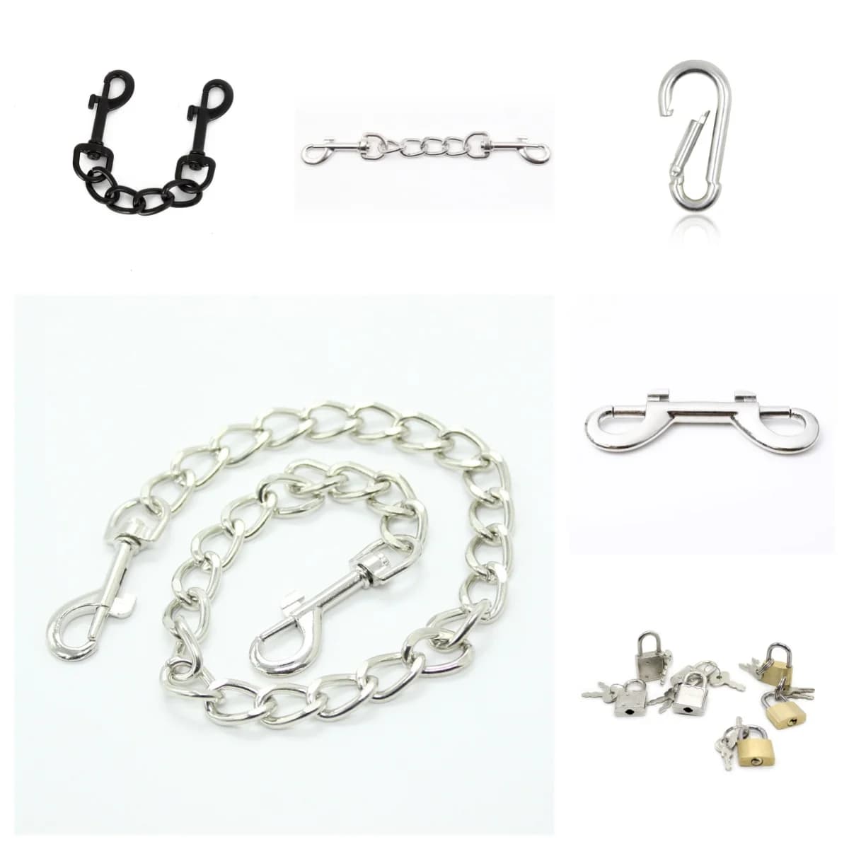 Accessori per Bondage esotici di metallo schiavo moschettone catena blocco del corpo per collare Leader manette ritenuta alla caviglia presa in giro sesso fai da te