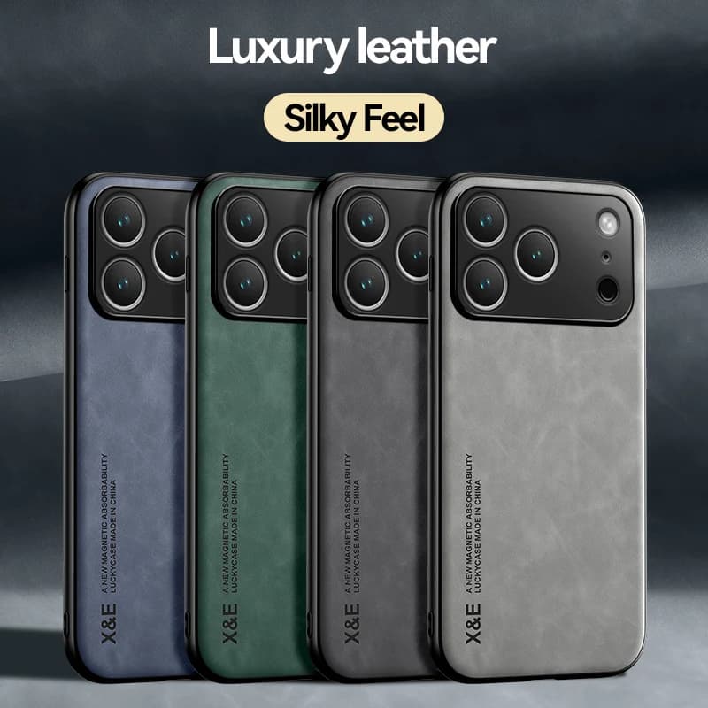 Luxury Leather Case for Apple iPhone 17 Pro Car Magnetic Case for iPhone 17ProMax 17Air 16e 16ProMax 16Plus Fundas