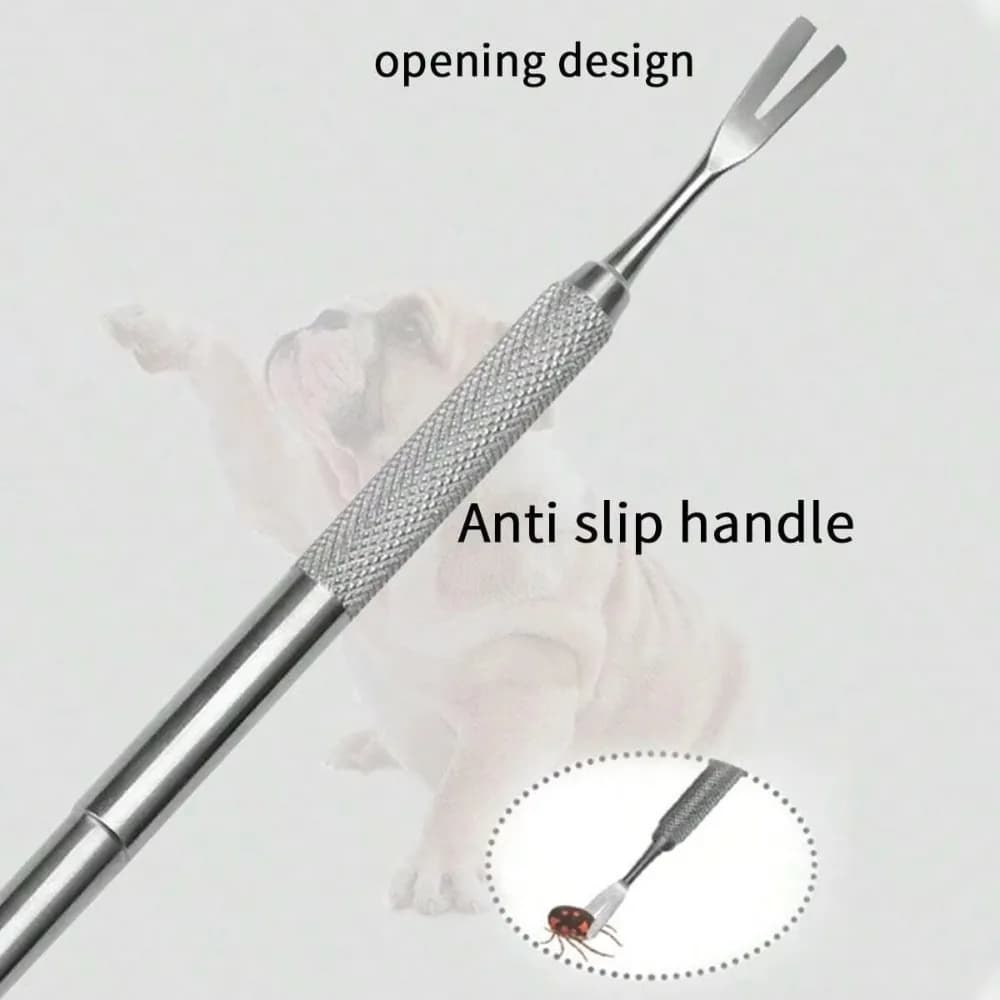 Stainless Steel Tick Fork Effective Design Fork Shape Pet Flea Removal Tweezers Tick Clipping Tool Pet Cleaning