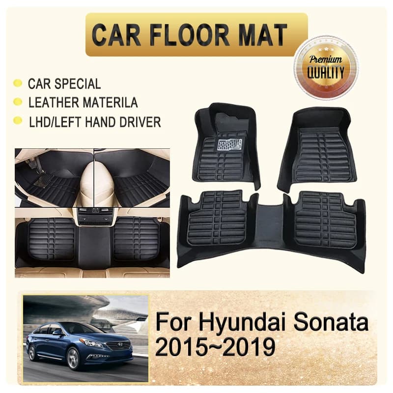 Tappetini auto Per Hyundai Sonata LF 2015 2016 2017 2018 2019 Tappetino in pelle Copertura del piede LHD Copertura Set completo Accessori interni auto