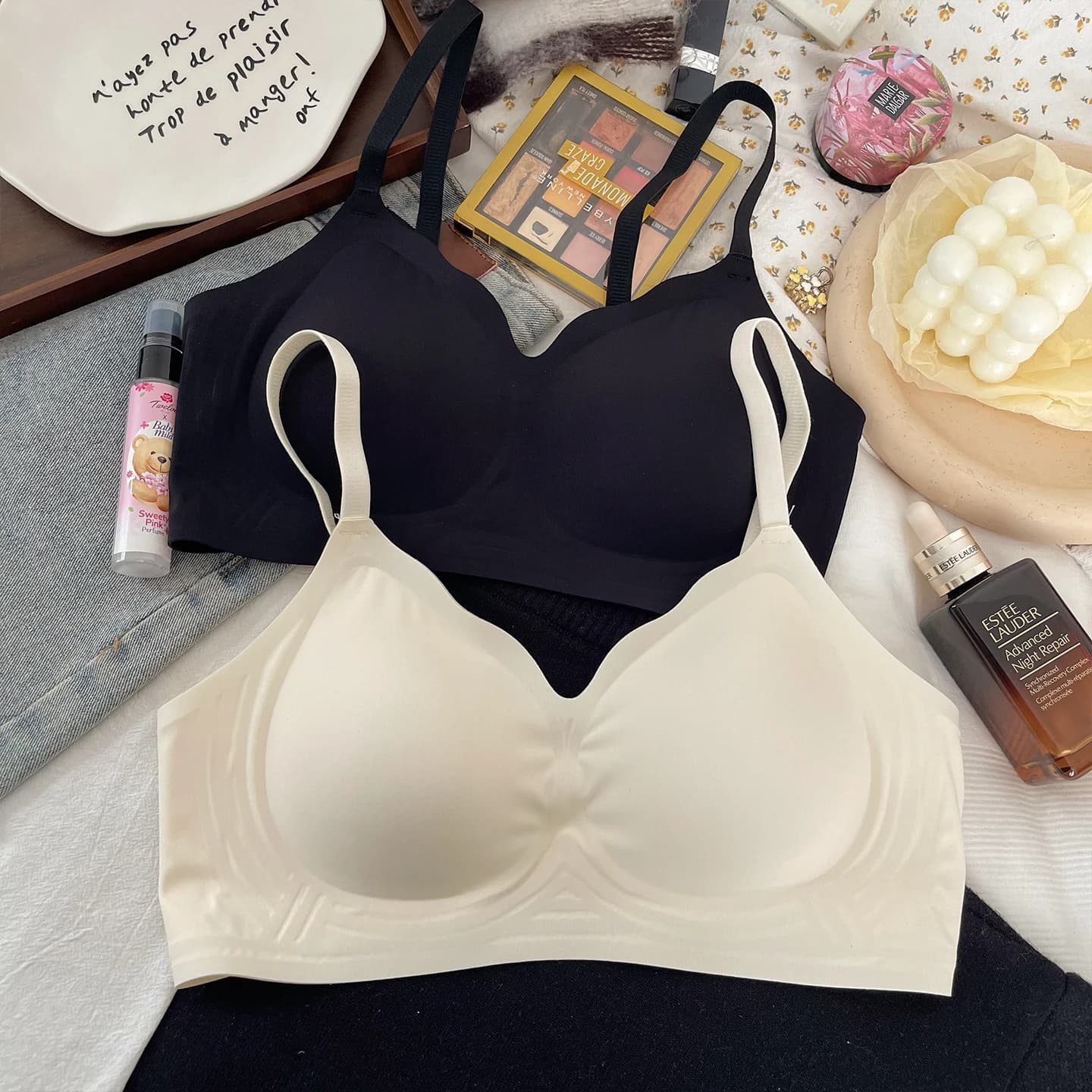 Intimo estivo senza cuciture in seta di ghiaccio sottile per le donne che raccoglie senza anelli in acciaio Collezione traspirante Reggiseno anti-cedimento