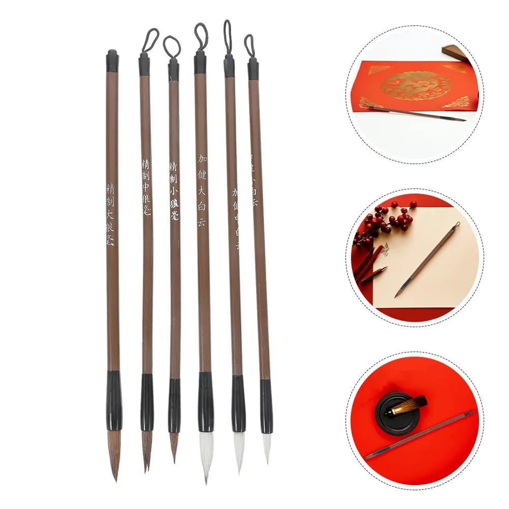 12Pcs Chinese Calligraphy Brush Set for Students Beginners Ink Brush for Writing Drawing Chinese Painting Practice Home School