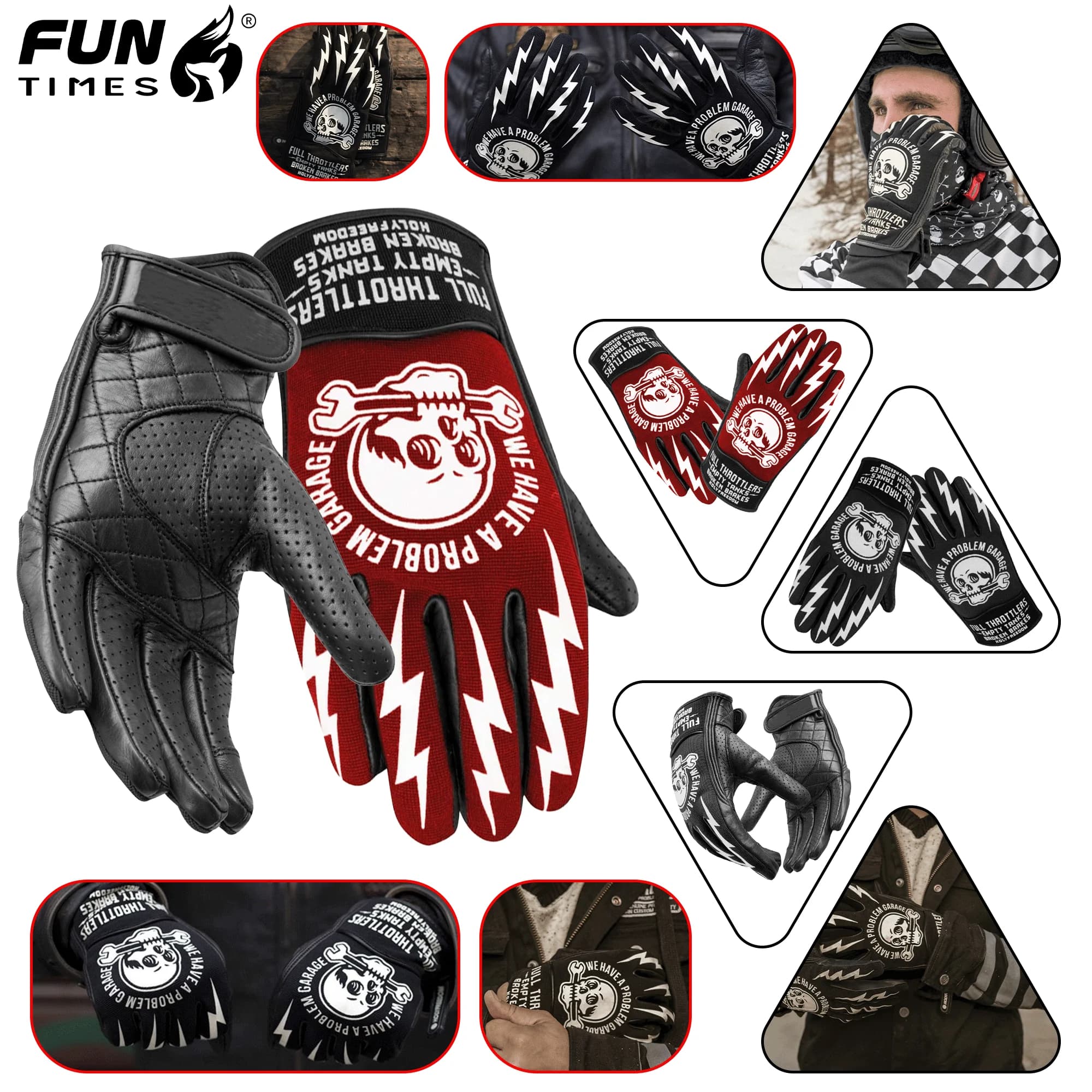 FUNTIMES Guanti da moto Guanti da moto Guanti da equitazione lunghi in pelle rigida da corsa Guanti spessi e traspiranti
