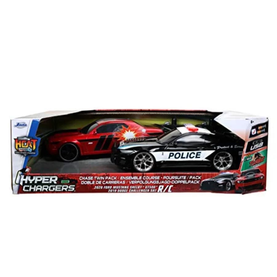 Jada Toys Hyperchargers 1:16 Mustang Shelby GT500 2020 e Dodge SRT 2019 Auto Telecomandata Giocattolo per Bambini e Adulti