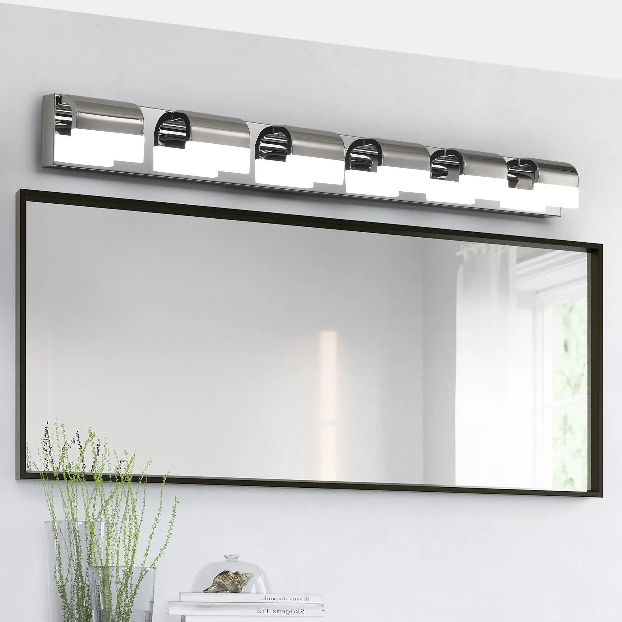 Lampada da Bagno Moderna DB a 6 Luci LED, Illuminazione per Specchio in Alluminio, Applique da Parete per Interni, Grado di Protezione IP44